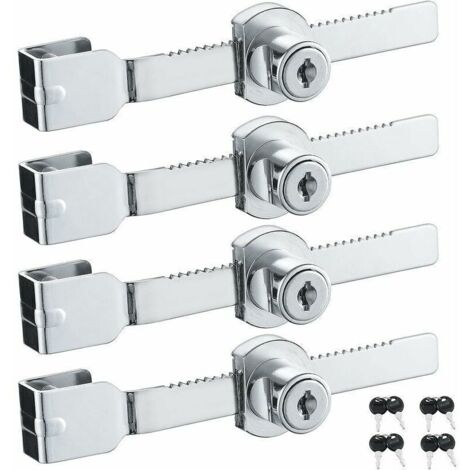 Lot de 4 verrous de porte coulissante en verre – Alliage de zinc chromé – Anti-corrosion et anti-rouille – Installation facile sans perçage (1/4)