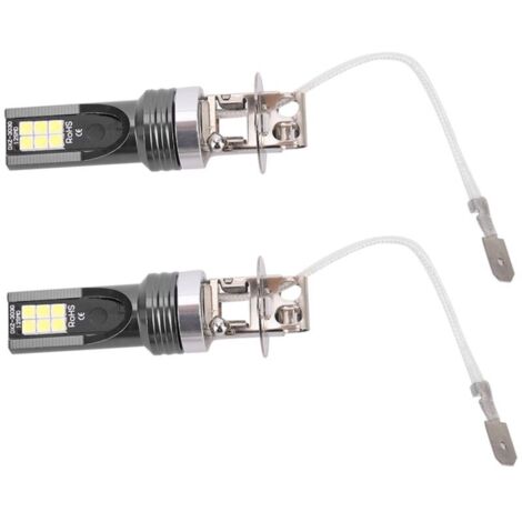 2pcs LED ampoule de phare, 2525 12LED phare de véhicule de voiture replacement pour ampoule de phare H3 DC12V-24V blanc 6500K-7500K (1/5)