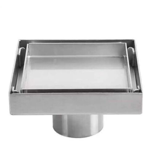 Siphon de sol en acier inoxydable 304 – Drain carré 10x10 cm – Capacité de drainage élevée – Installation facile dans cuisine et salle de bain (1/5)