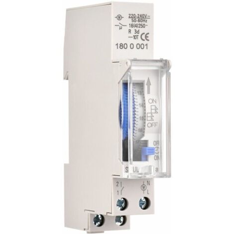 Minuterie mécanique de 24 heures Minuterie minimale de 15 minutes Montage sur rail Batterie intégrée, SUL180a AC220-240V Gris - SUL180a AC220-240V Gris. (1/5)