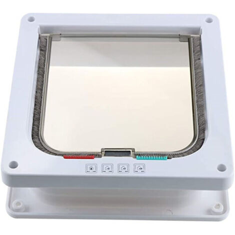 (L,Blanc)Chatière pour Chat, Chatière Verrouillable à 4 Voies pour Chat, Petit Chien, Facile à Installer et à Utiliser (1/5)
