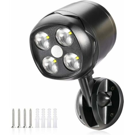 Lampe d'extérieur LED avec détecteur de mouvement – 600 lumens – IP65 étanche – Alimentation par 4 piles D – Installation sans fil - 600lm (1/5)