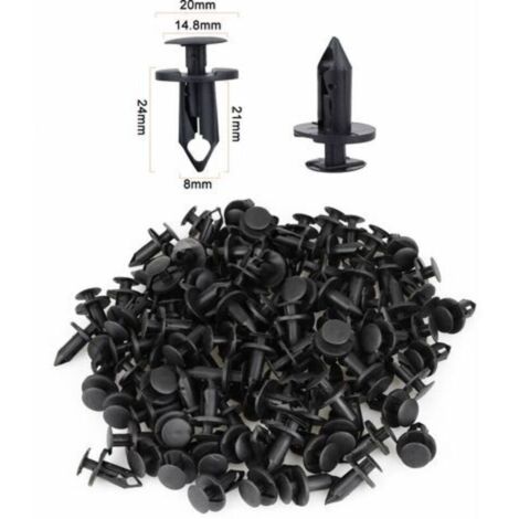 Lot de 120 rivets en plastique noir 8 mm – Clips de garniture pour pare-chocs et garde-boue – Résistants aux hautes températures (1/3)