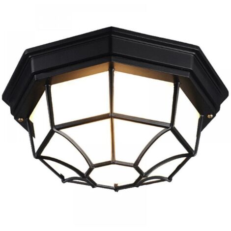 Plafonnier/applique murale LED 12 W d'extérieur avec détecteur de mouvement, finition métal/verre classique, noir, éclairage extérieur (1/5)