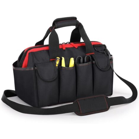‌Sac à outils de 16 pouces étanche‌ , Sac de transport robuste avec bandoulière réglable et grande ouverture , Organisateur pour artisans, ouvriers, électriciens , ‌Outillage professionne