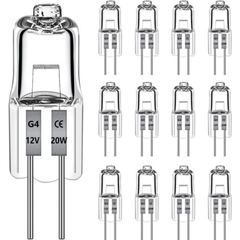 12 Pièces Ampoule Halogène G4 12V 20W 470LM, Ampoule Dimmable 2700K Blanc Chaud, G4 Halogène Pour Hotte, Cuisine, Salon, Chambre, L'éclairage D'Armoire et Ainsi de Suite