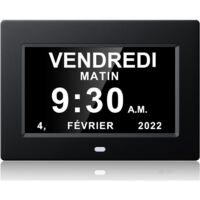 Horloge calendrier numérique One Piece 7 pouces avec date et heure, horloge Alzheimer pour parents, machine de rappel de médicaments-noir-20414324mm