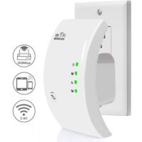 Répéteur WiFi Amplificateur WiFi 300Mbps Couvre Jusqu'à 200㎡, WiFi Extender Booster Point d'Accès Port, Augmente la Couverture WiFi,Compatible avec Toutes Les Box Internet, Ethernet Port, WP