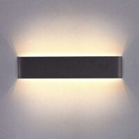 Applique Murale Interieur LED Noir 31CM Lampe Murale Blanc Chaud 20W 3000K Moderne pour Chambre Salon Escalier Couloir Salle de Bain
