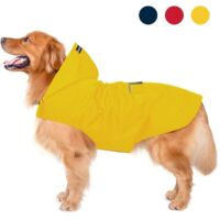 Imperméable pour chien 100% étanche – Tissu extérieur ultraléger et aéré – Bandes réfléchissantes pour sécurité – Pour chiens moyens à grands