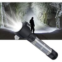 Lampe torche LED ultra puissante avec charge solaire – Powerbank pour téléphones – 6 modes d'éclairage – Boussole et brise-vitre
