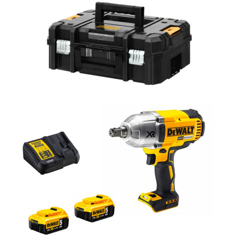 Llave de impacto sin escobillas 18V DEWALT 950Nm + 2 baterias Li-Ion 5Ah + cargador + maletin Tstak - DCF899P2