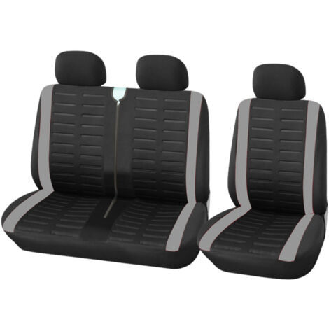 Autositzbezüge, universell passend für die meisten LKW-Van-Busse, Vordersitze 1+2 (3 Sitze), universelle Sitzbezüge, komplettes Set, Bezug, waschbarer Stoff, Grau (1/5)
