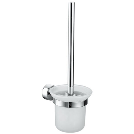Toilettenbürste, Toilettenbürste, Toilettenbürste und Halter, Badezimmer-Reinigungsbürsten-Set, Toilettenbürste aus Edelstahl und schwarz-silbernem Glas (Wandmontage) (1/4)