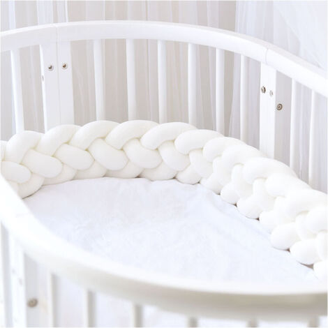Cuscino per neonati 3M 4 Weave Snake Braid Paraurti in velluto Protezione paracolpi letto per neonati Decorazione per camera da letto Bianco (1/5)