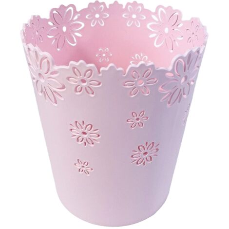 Cestino per la carta straccia a forma di fiore cavo in plastica scoperto (S - Rosa) (1/5)