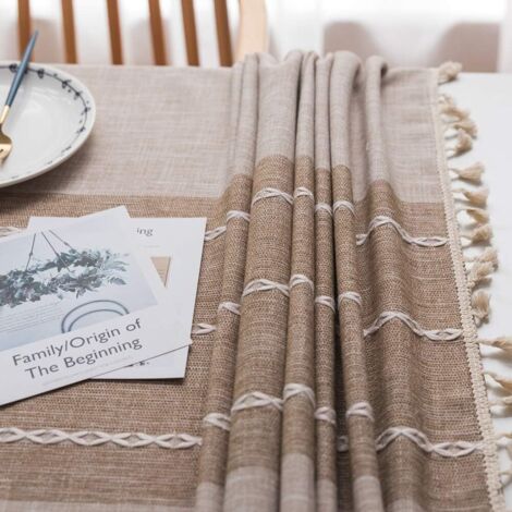 AMDXD Tovaglia Lino Cotone Tavolo Rettangolare 140x230CM, Verde Tovaglia da Esterno Mele con Foglie, Impermeabile Table Cloth per Decorazione Tavola da Pranzo Cucina