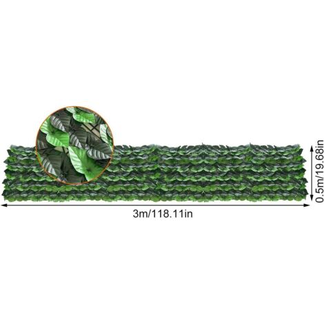 Set di 3 rotoli di siepe artificiale, 3 m x 1 m, finta edera, traliccio con verde, per giardino, balcone, decorazione da parete, arazzo da parete