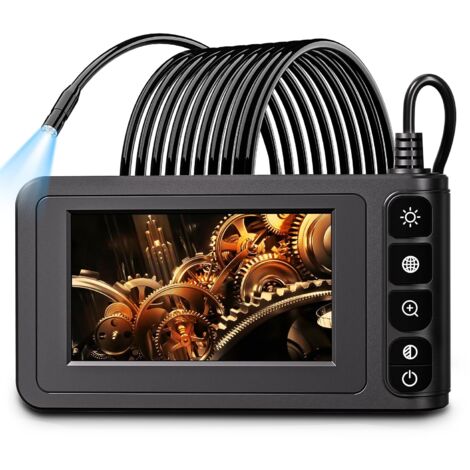 Telecamera endoscopica industriale con illuminazione, schermo LCD da 4,3 pollici, telecamera digitale HD impermeabile per l'ispezione delle fognature con 8 LED e cavo semirigido da 20 metri.