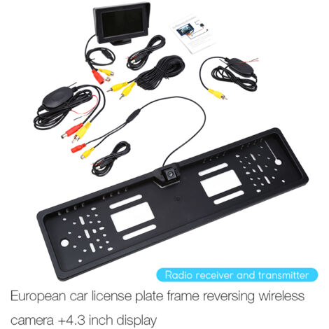 Telecamera posteriore wireless SUNXURY, telecamera per targa auto, monitor per auto TFT da 4,3 pollici a 170 gradi (1/5)