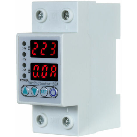 40A 63A 230V guida Din regolabile sovratensione/sottotensione protezione kWh contatore di energia relè limite di protezione da sovracorrente(Voltage Current Kwh,63A