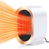 Termoventilatore da 1200 W, riscaldatore elettrico con 2 modalità, portatile in ceramica PTC 3S, riscaldamento rapido e silenzioso, riscaldatore personale per casa e ufficio, bianco