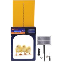Porta automatica per pollaio SUNXURY, timer ad energia solare, impermeabile IP45, in alluminio, porta automatica per pollaio per casa, fattoria, blu gioiello