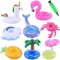 Portabicchieri gonfiabili, confezione da 8 portabicchieri gonfiabili, sottobicchieri, portabicchieri da nuoto con pompa ad aria per feste estive in piscina