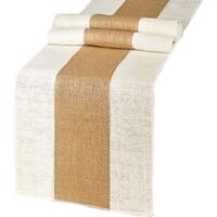 Runner da tavolo in iuta, con giunzioni bicolore, utilizzato per decorazioni d'interni in stile retrò naturale, riunioni di famiglia, matrimoni, decorazioni per hotel, 183 30 cm