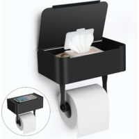 Porta carta igienica con ripiano, supporto da parete/adesivo in acciaio inox SUS304, dispenser per salviette gettabile per riporre le salviette del bagno, tieni le tue salviette nascoste alla vista