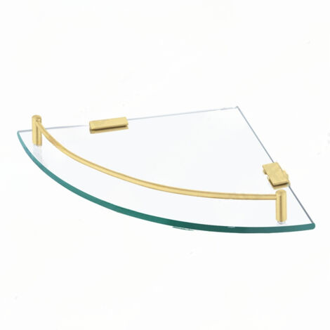 Estante de pared esquinero de vidrio para baño, repisa de ducha de vidrio templado con toallero, acero inoxidable SUS304, dorado cepillado