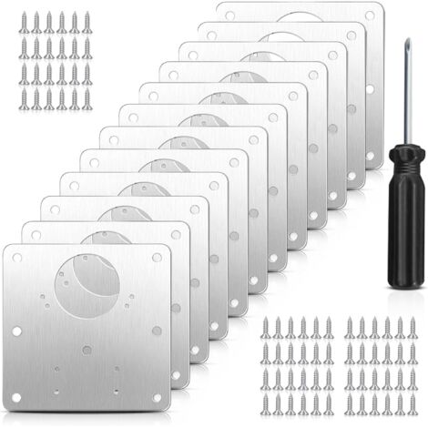 Kit de reparación de bisagras, placa de reparación de bisagras de gabinete, 12 piezas para gabinetes, kit de reparación de bisagras de acero inoxidable, apto para armarios, ventanas con destornillador (1/5)