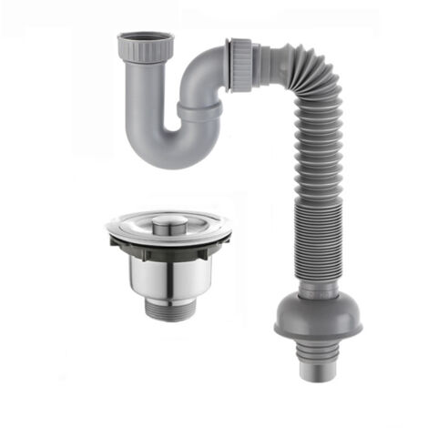 Desagüe de fregadero completo de acero inoxidable, tubo de conexión, diámetro del tubo de desagüe 110 mm (1/5)