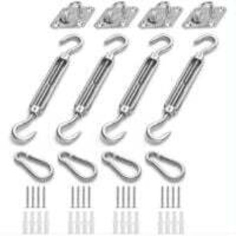 Kit de fijación de toldo, kit de fijación de toldo de acero inoxidable para triángulo y cuadrado, rectángulo, accesorios de fijación de toldo, kit de fijación para
