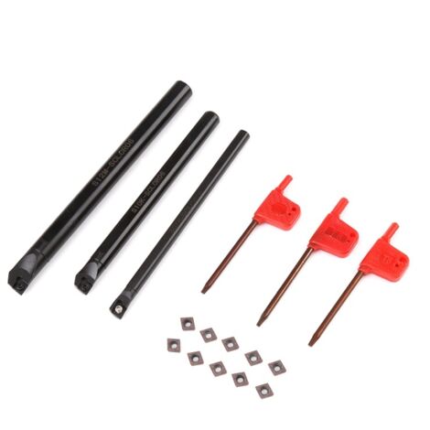 Soporte de barra de mandrinar para torno SUNXURY SCLCR, soporte de barra de torneado interno, 10 insertos CCMT0602, 3 llaves de torno, accesorio para torno de metal (1/5)