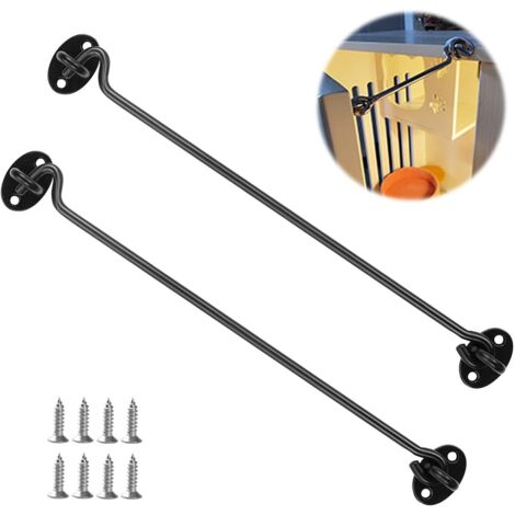 Gancho para cabina, pestillo para puerta de cabina, pestillo de refugio, gancho para cabina, ganchos para cabina, ganchos para tormentas, gancho de cabina de acero inoxidable (negro) (1/5)