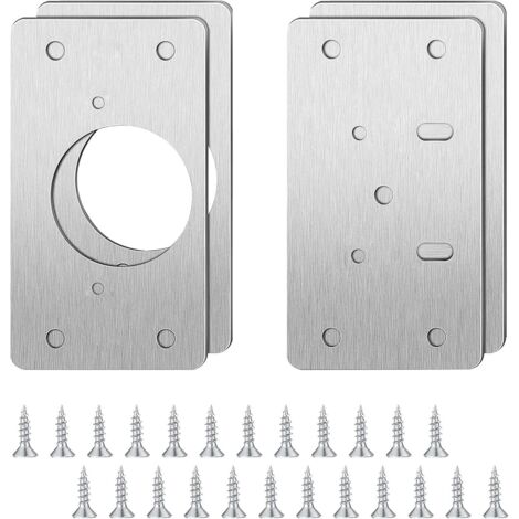 Juegos de placas de reparación de bisagras de acero inoxidable, soportes de reparación de bisagras, placa de reparación con tornillos y orificio (1/5)