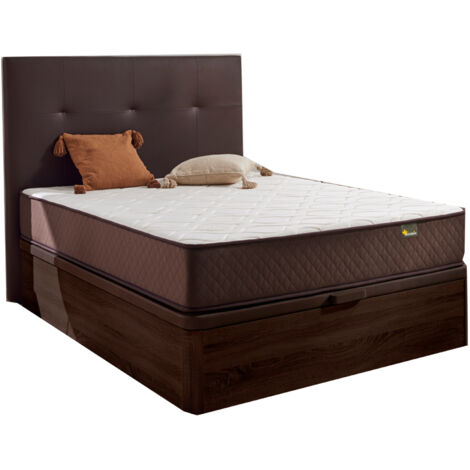 Pack Colchón + Cabecero + Canape Abatible Descansin  160x200  Chocolate  Maxima Comodidad  Gran Almacenaje
