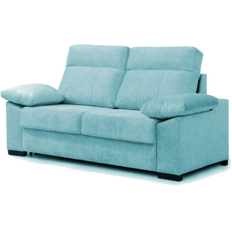 Sofa Cama 3 plazas con Colchón 140x190  Sistema apertura italiana  Color tapizado Azul claro
