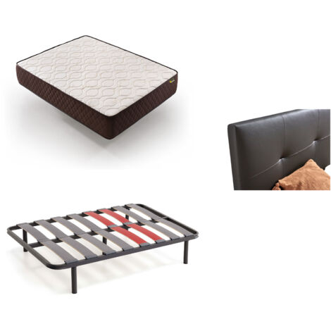 Pack Colchón + Cabecero Tapizado + Somier Descansin  160x190  Negro  Ideal para Personas con Dolores de Espalda  Facil montaje  Silencioso