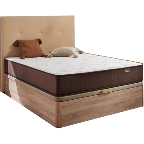Pack Colchón + Cabecero + Canape Abatible Descansin 150x200 Beis Maxima Comodidad Gran Almacenaje