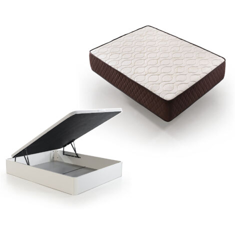 Pack Colchón Descansin + Canape Abatible 150x200 Color Blanco Maxima Comodidad Gran Almacenaje (1/5)
