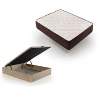 Pack Colchón Descansin + Canape Abatible 150x200 Color Beis Maxima Comodidad Gran Almacenaje