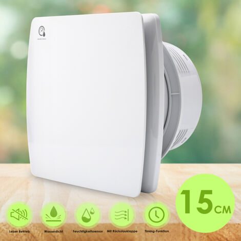Randaco Ventilatore da bagno con sensore di umidità Silenziatore per ventilatore da 150 mm Ventilatore per bagno