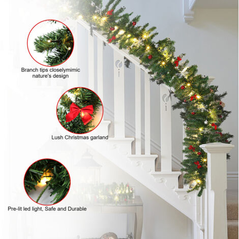 Relaxdays Ghirlanda LED Natalizia 30cm Con Fili Intrecciati - Luci Bianco Caldo, Alimentatore Incluso, Per Finestra E Parete, Argento - 2