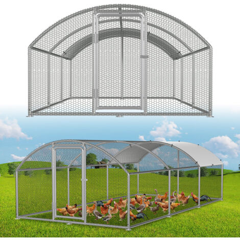 Randaco Pollaio 3×6×2 m con tetto ad arco – Voliera esterna, recinto per piccoli animali, gabbia per polli in acciaio zincato