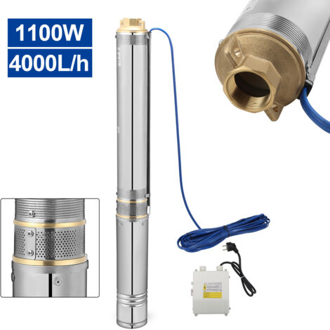 Randaco Pompa sommersa per pozzi profondi 4 m3/h in acciaio inossidabile impermeabile 1,1 kW