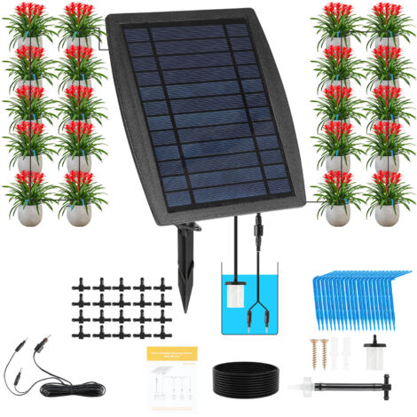Randaco Sistema di irrigazione solare automatico per piante, kit di irrigazione a goccia senza rubinetto per un massimo di 20 piante