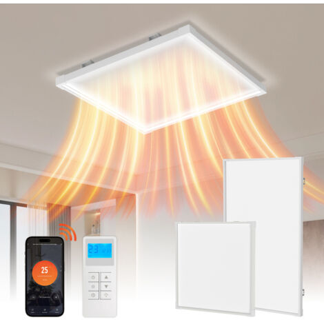 Randaco Infrarot-Deckenheizung Mit Licht Kalt/Warmweiß - Bis 10 m² - Fernbedienung - Kantenschutz - Dimmbar - Lampe - Heizung (360 Watt)