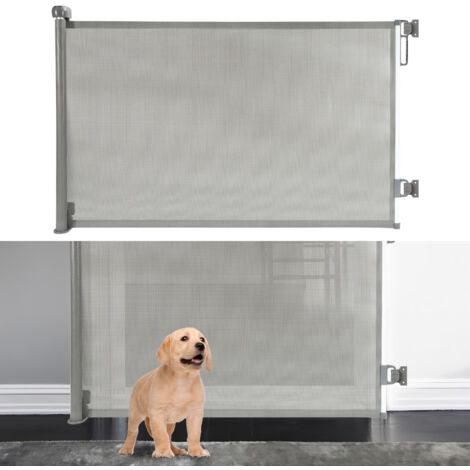Randaco Treppenschutzgitter Ausziehbar Türschutzgitter Absperrgitter Roll, ausziehen 0-180 cm für Kinder & Haustiere, Grau